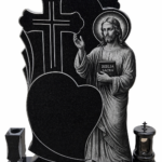 monument funerar granit negru cu Iisus Bucuresti