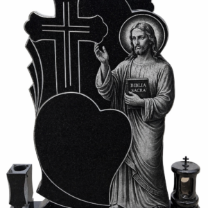 monument funerar granit negru cu Iisus Bucuresti